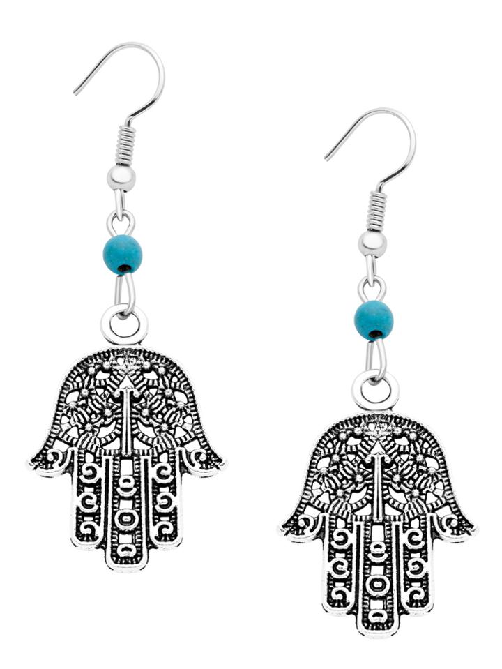 Romwe Tima's Hand Hollow Out Vintage Drop Earrings