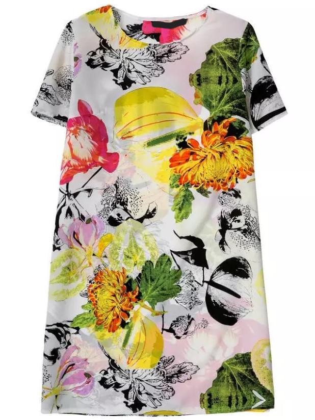 Romwe Short Sleeve Florals Dress