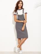 Romwe Ribbed Overall Dress With Pockets