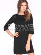 Romwe Black Three Quarter Length Sleeve Shift Dress