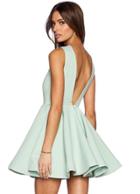 Romwe Sleeveless V Back Flare Dress