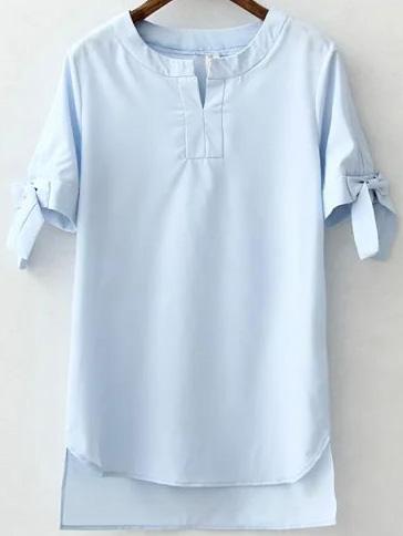 Romwe Dip Hem With Bow Top