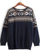 Romwe Tribal Print Knit Sweater