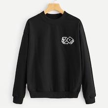 Romwe Drop Shoulder Dice Print Pullover