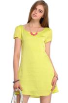 Romwe Romwe Backless Sheer Sexy Yellow Dress