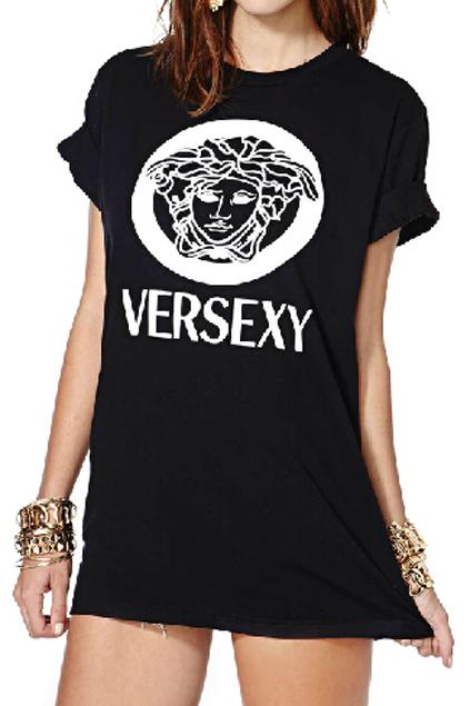 Romwe Versexy Print Black T-shirt