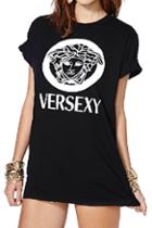 Romwe Versexy Print Black T-shirt