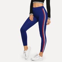 Romwe Tape Panel Side Skinny Leggings