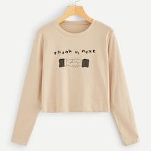 Romwe Hand And Letter Print Tee