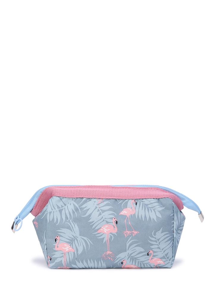 Romwe Cranes Print Make Up Bag