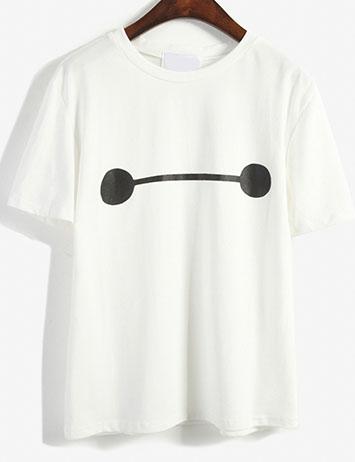 Romwe Eyes Print White T-shirt