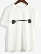 Romwe Eyes Print White T-shirt