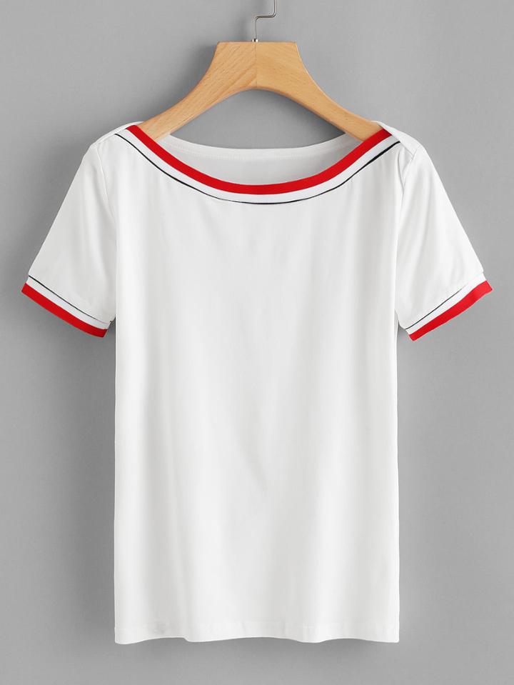 Romwe Contrast Trim Tee