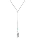 Romwe Silver Turquoise Beaded Feather Pendant Necklace