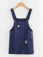 Romwe Pocket Front Patch Detail Pinafore Dress