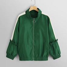 Romwe Plus Mock-neck Color-block Jacket