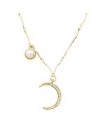 Romwe Gold Design Rhinestone Moon Shape Necklaces