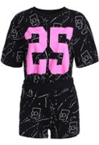 Romwe Simpson Print Top With Black Shorts
