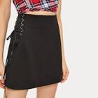 Romwe Lace Up Ring A-line Skirt
