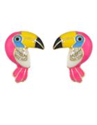 Romwe New Fashion Colorful Enamel Cute Parrot Shape Fancy Stud Earrings