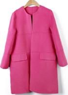 Romwe Slim Woolen Rose Red Coat
