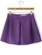 Romwe Wide Leg Zipper Purple Shorts