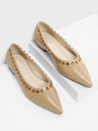 Romwe Studded Detail Pointed Toe Flats