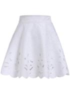 Romwe With Zipper Flare White Skirt