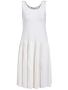 Romwe Sleeveless Pleated White Dress