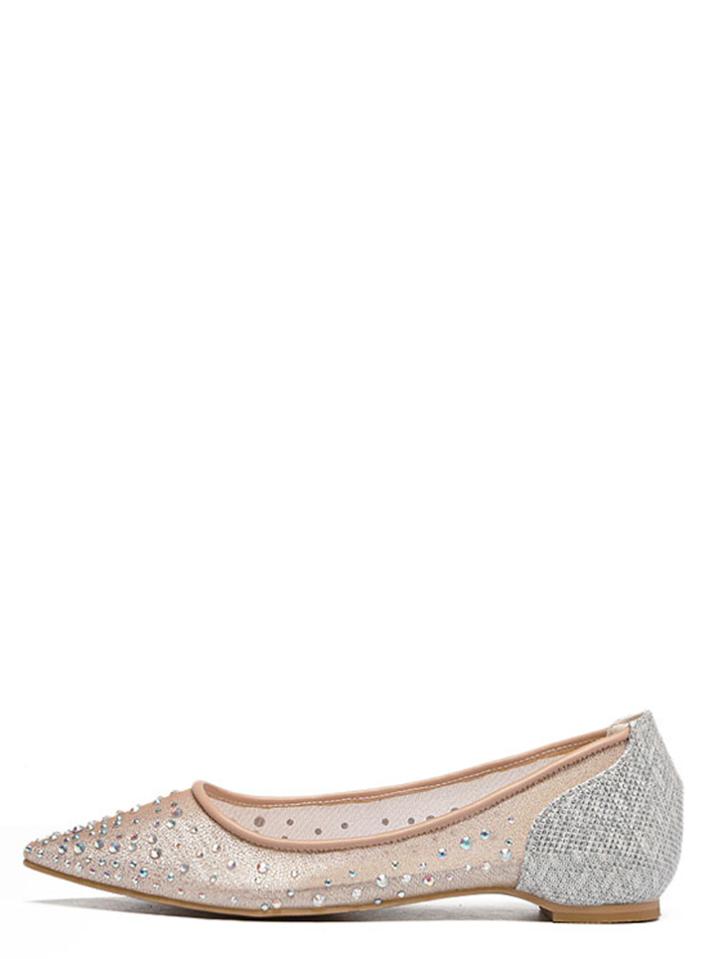 Romwe Pointed Toe Rhinestone Flats