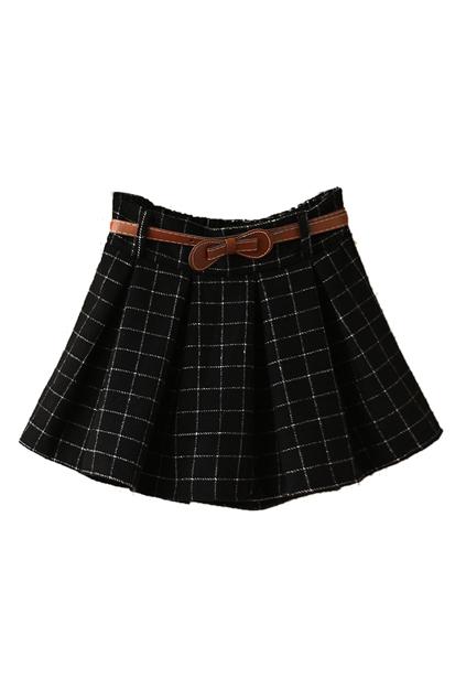 Romwe Vintage Check Print Pleated Skirt