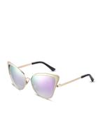 Romwe Gold Frame Purple Lenses Sunglasses