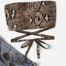 Romwe Plus Snakeskin Print Knot Tube Top
