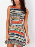Romwe Aztec Print Cut Out Dress With Zipper
