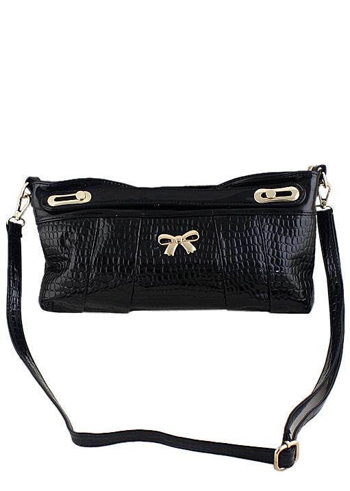 Romwe Bow Embellished Black Bag