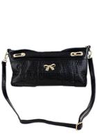 Romwe Bow Embellished Black Bag
