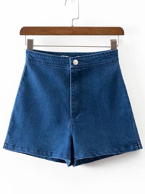 Romwe Blue Loose Denim Shorts