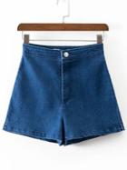 Romwe Blue Loose Denim Shorts