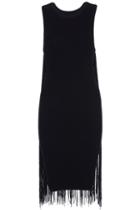 Romwe Tasseled Embellishment Sleeveless Black Dress