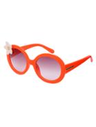 Romwe Orange Frame Cute Flower Round Lenses Sunglasses