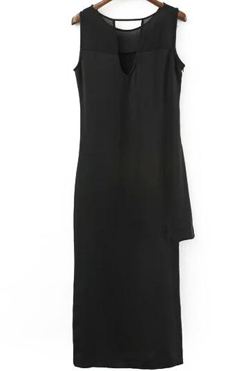 Romwe Hollow Asymmetrical Hem Maxi Dress