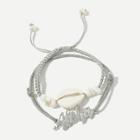Romwe Shell & Letter Woven Bracelet Set 2pcs
