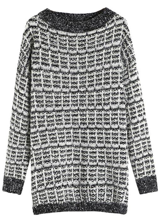 Romwe O-neck Long Knit Black Sweater