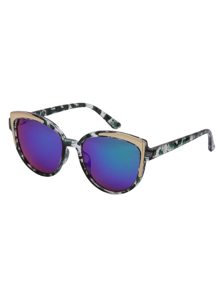 Romwe Multicolor Frame Reflective Lenses Sunglasses