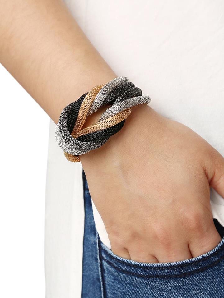 Romwe Multi Color Metal Knot Bracelet