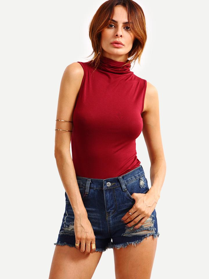 Romwe Cowl Neck Tank Top - Burgandy