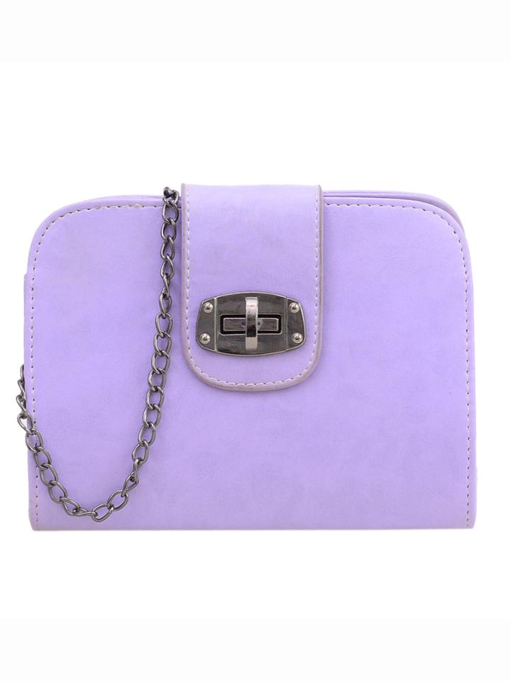 Romwe Folded Turnlock Strap Chain Bag - Purple