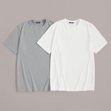 Romwe Guys Round Neck Solid Tee 2pcs