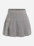 Romwe Houndstooth Pleated Skirt