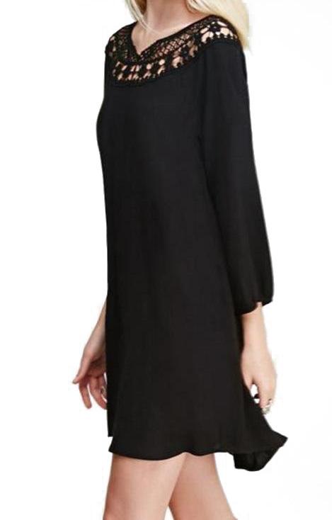 Romwe Crochet-paneled Hollow Shift Dress